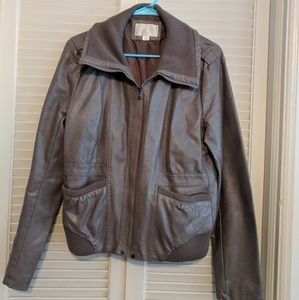Xhiliration Faux Leather Bomber Jacket